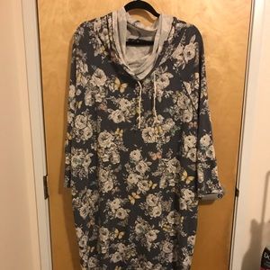 Light Sweatshirt Dress with Cowl Neck